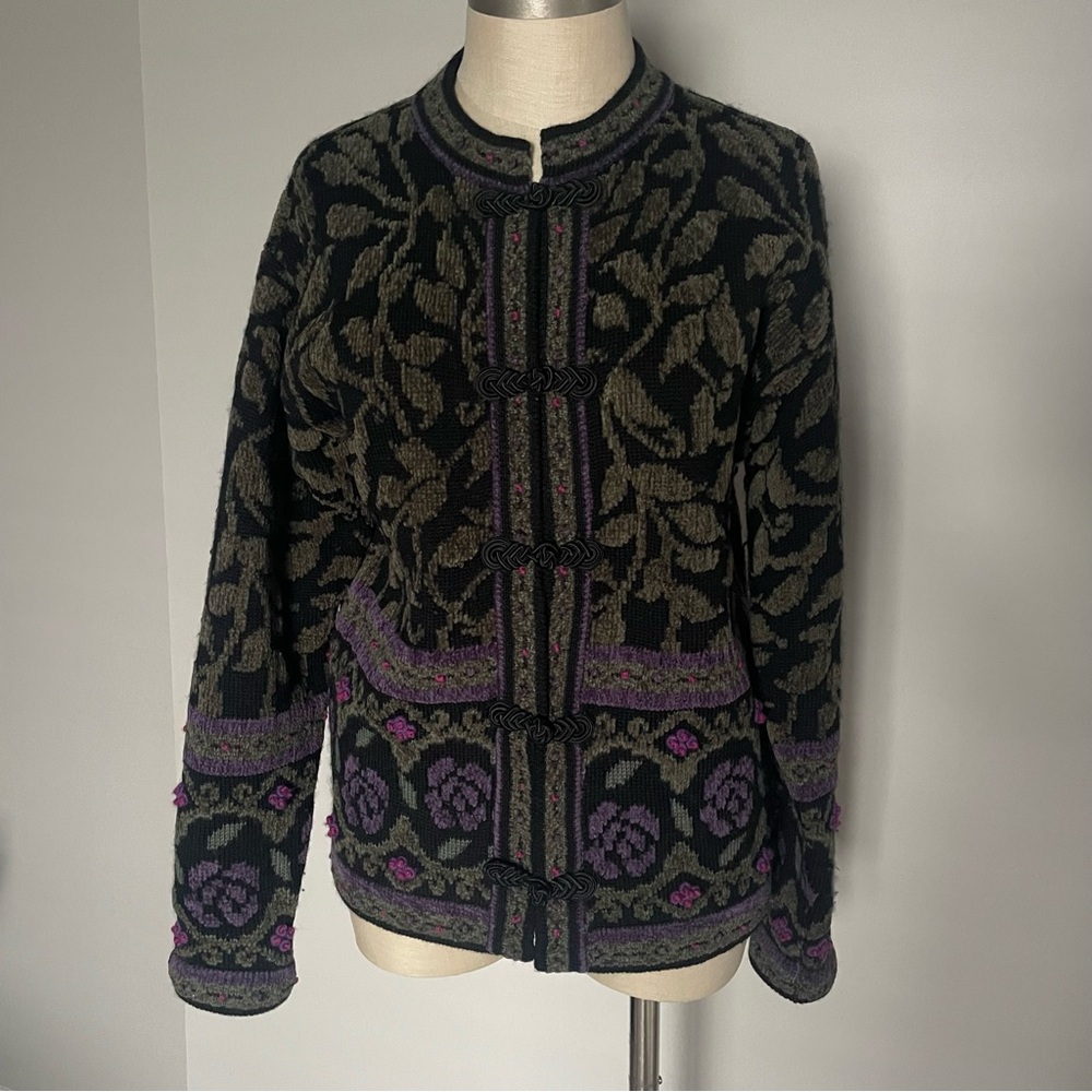 Icelandic design acrylic wool blend cardigan sweater size PM